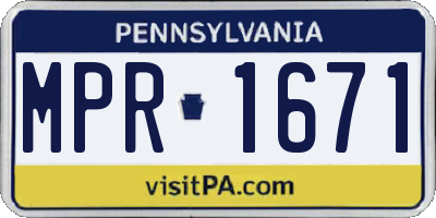 PA license plate MPR1671