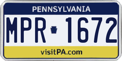 PA license plate MPR1672