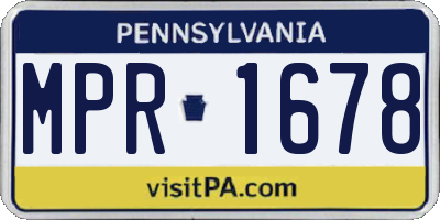 PA license plate MPR1678