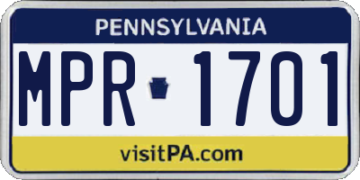 PA license plate MPR1701