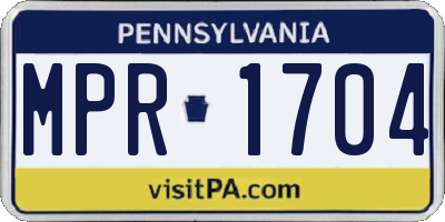 PA license plate MPR1704