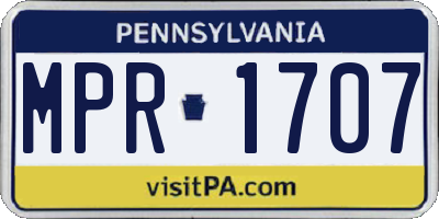 PA license plate MPR1707