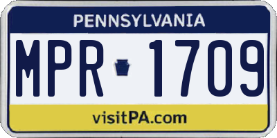 PA license plate MPR1709