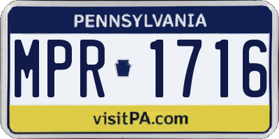 PA license plate MPR1716