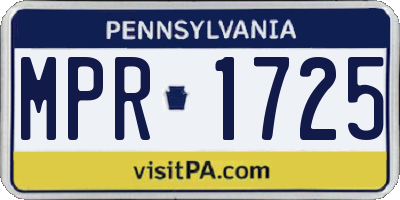 PA license plate MPR1725