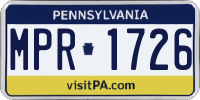 PA license plate MPR1726