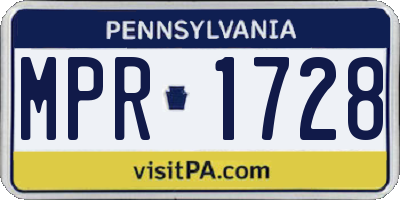 PA license plate MPR1728