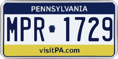 PA license plate MPR1729