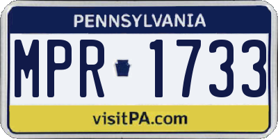 PA license plate MPR1733