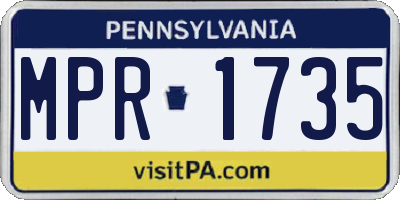 PA license plate MPR1735