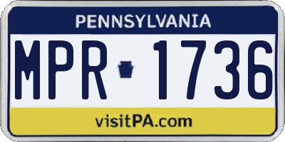 PA license plate MPR1736