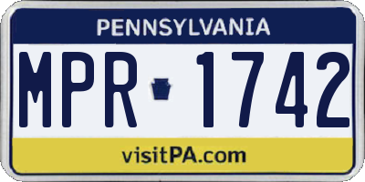 PA license plate MPR1742