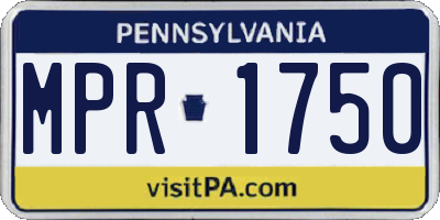 PA license plate MPR1750