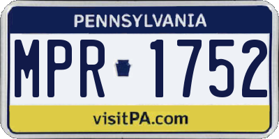 PA license plate MPR1752