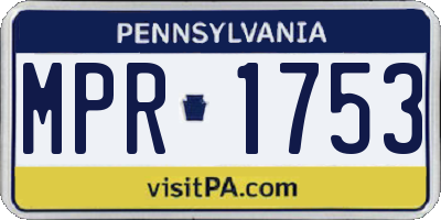 PA license plate MPR1753