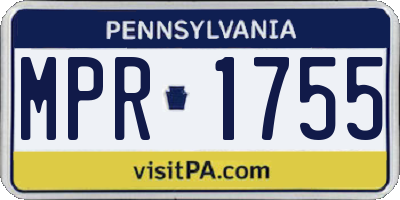 PA license plate MPR1755