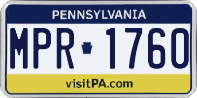 PA license plate MPR1760