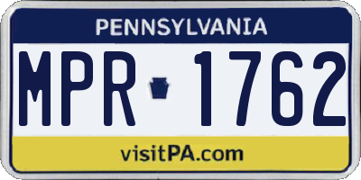 PA license plate MPR1762