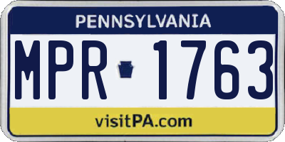 PA license plate MPR1763