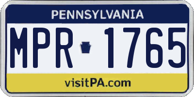 PA license plate MPR1765