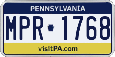 PA license plate MPR1768