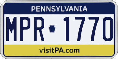 PA license plate MPR1770