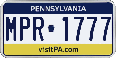 PA license plate MPR1777