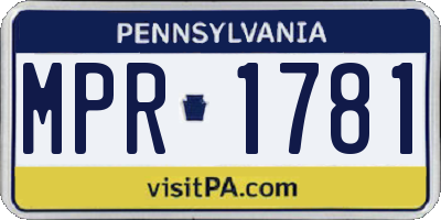 PA license plate MPR1781