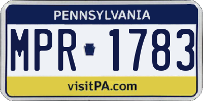 PA license plate MPR1783