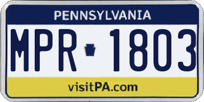 PA license plate MPR1803