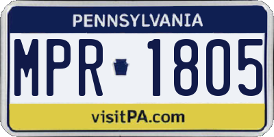 PA license plate MPR1805