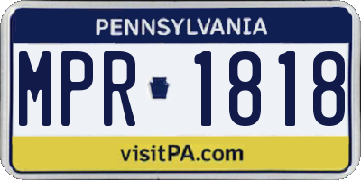 PA license plate MPR1818