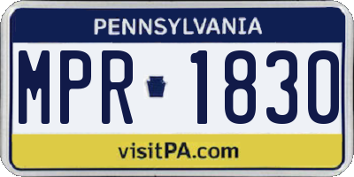 PA license plate MPR1830