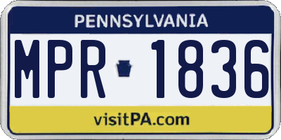 PA license plate MPR1836