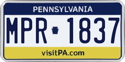 PA license plate MPR1837