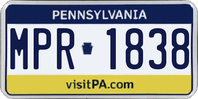 PA license plate MPR1838