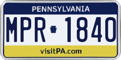 PA license plate MPR1840