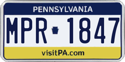 PA license plate MPR1847
