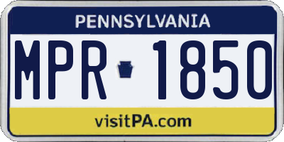 PA license plate MPR1850