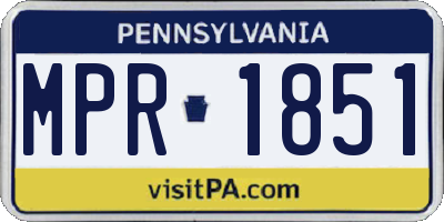 PA license plate MPR1851