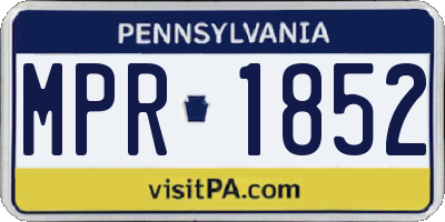 PA license plate MPR1852