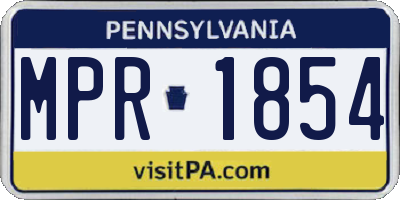 PA license plate MPR1854