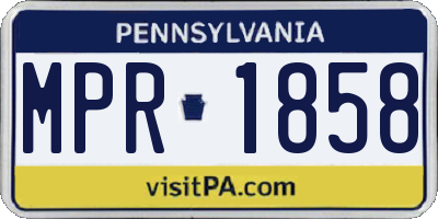 PA license plate MPR1858