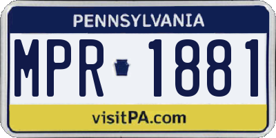 PA license plate MPR1881