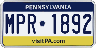 PA license plate MPR1892