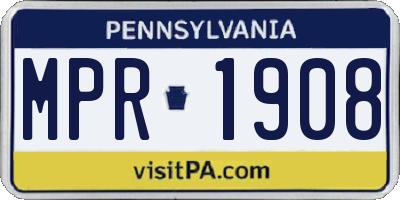 PA license plate MPR1908