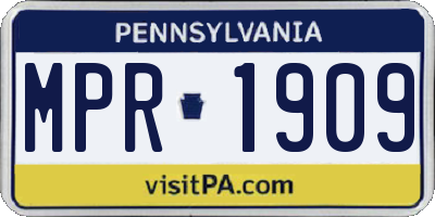 PA license plate MPR1909