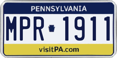 PA license plate MPR1911