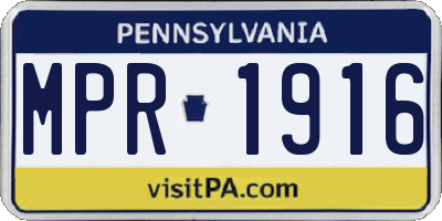 PA license plate MPR1916