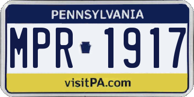PA license plate MPR1917